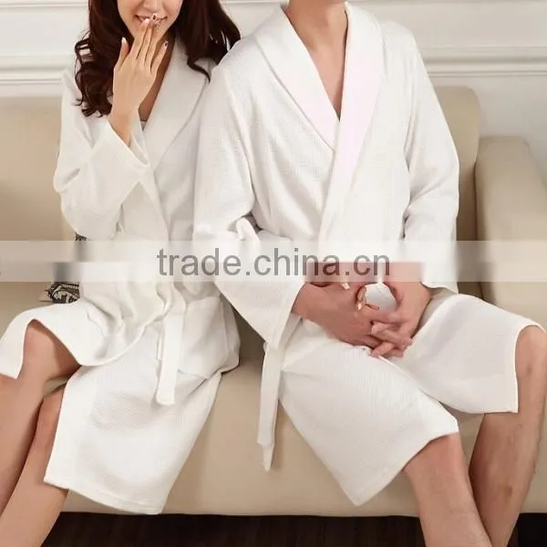 High quality couples waffle bathrobe,100 cotton bathrobe foe couple,white waffle ladies dressing gown