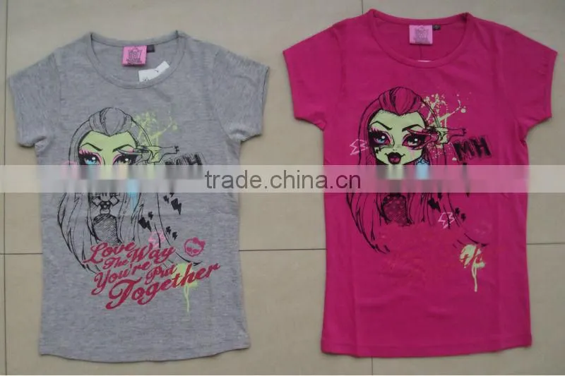 girls monster t-shirt. glitter printed girls short sleeve cotton t-shirt