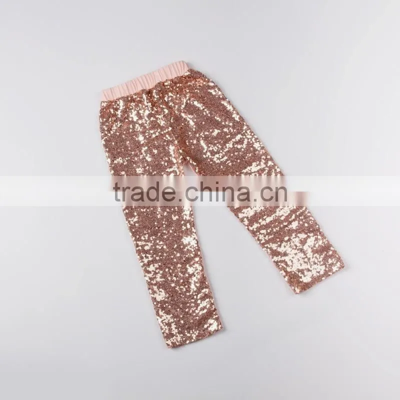 2016 Fashion Gold Sequin Pants Children Sequins Pants Girls Fancy Icing Capri