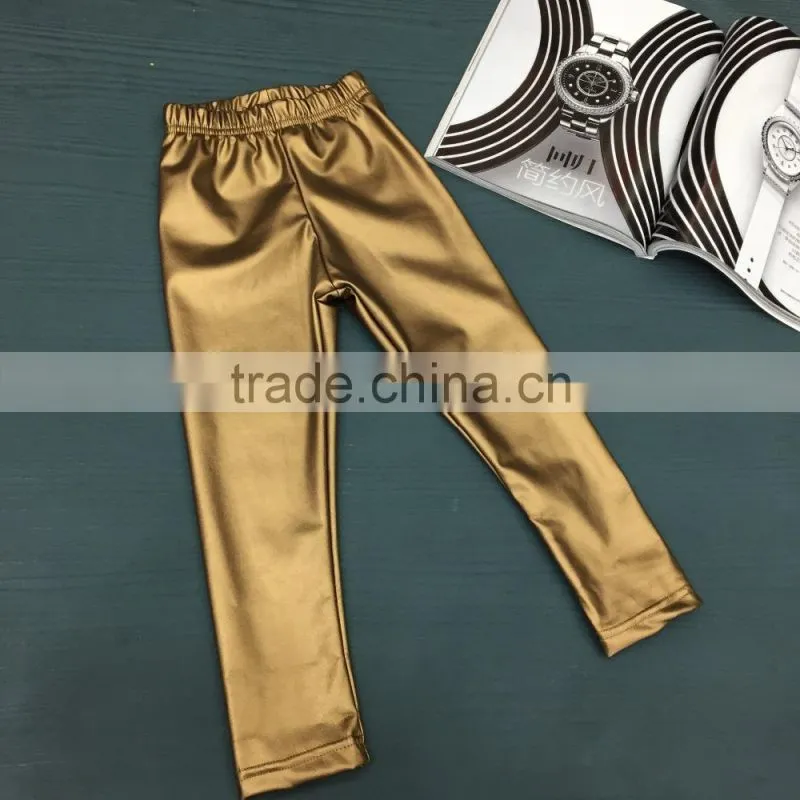 2015 new style warm pants winter trousers black and gold metal polyester kids pants children trousers