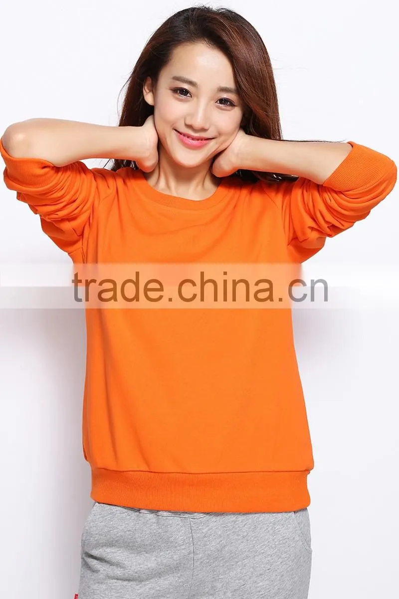 2016 Autumn womens casual pullover Long sleeve crewneck cotton sweatshirt without hood