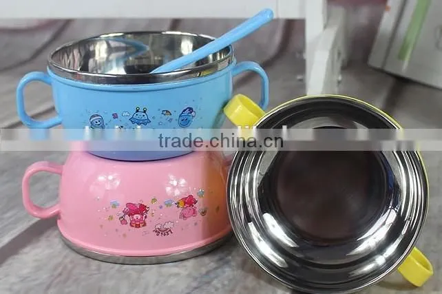Stainless Steel Baby Rice Bowl with Spoon Set for Promotion