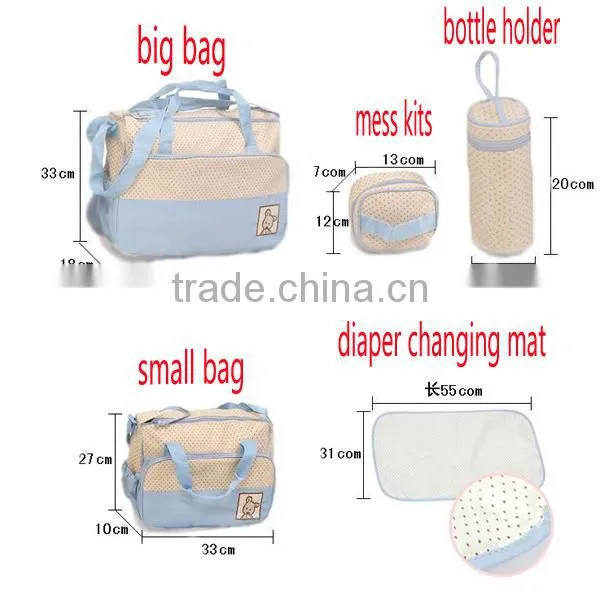 Pink 5pcs Multi-Function Baby Diaper Nappy Bag/Mummy Changing Set Handbag