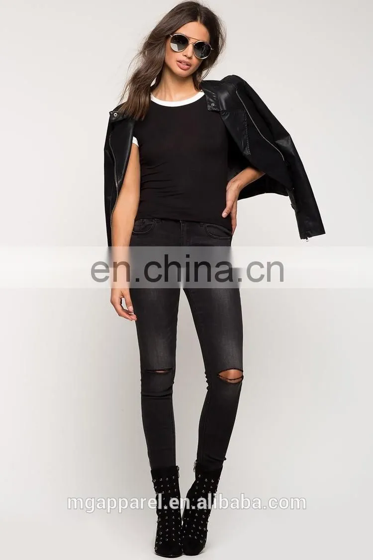 China t shirt manufacturer wholesale plain round blank black t shirt