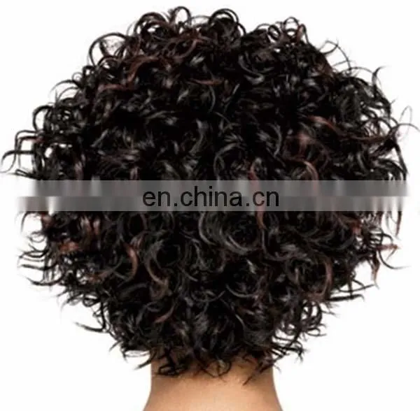 Black high temperature silk fluffy short rolls Europe and the United States wig set