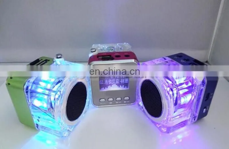 Antenna FM Radio 16G Memory MP3 Player Mobile Mini Portable Crystal Speaker