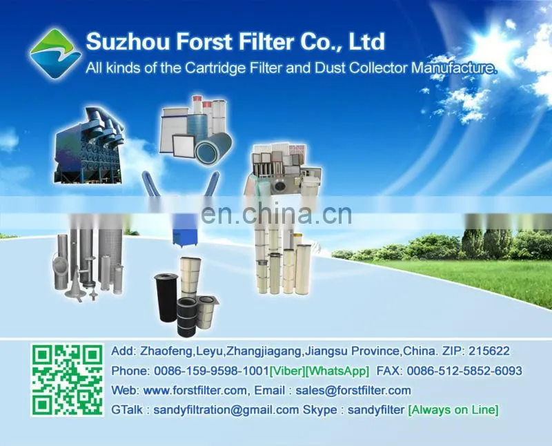 Suzhou Forst Pleated Cylindrical Air Filter Cartridge Dust Filter