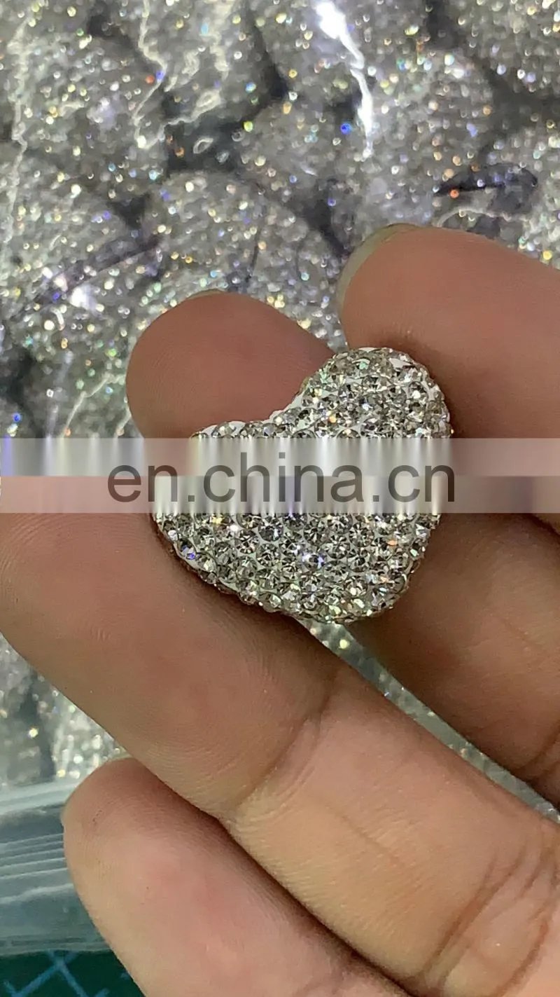 china natural stone crystal ab heart shape beads, white crystal AB for jewelry
