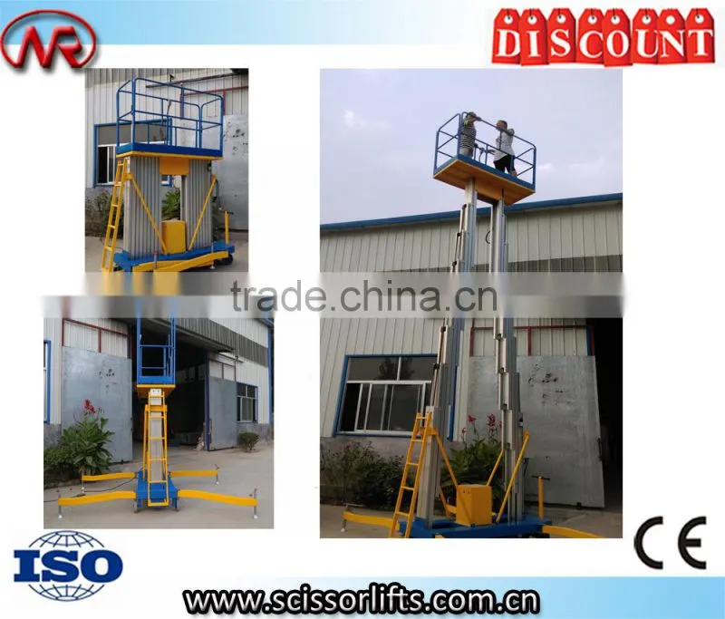 hydraulic aluminum mast lift double masts man lift