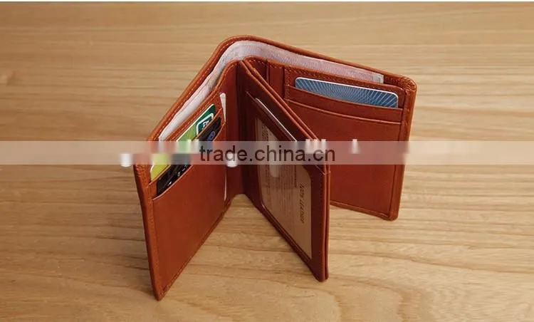 high quality vintage style genuine leather men's bifold wallet small wallet for gifts