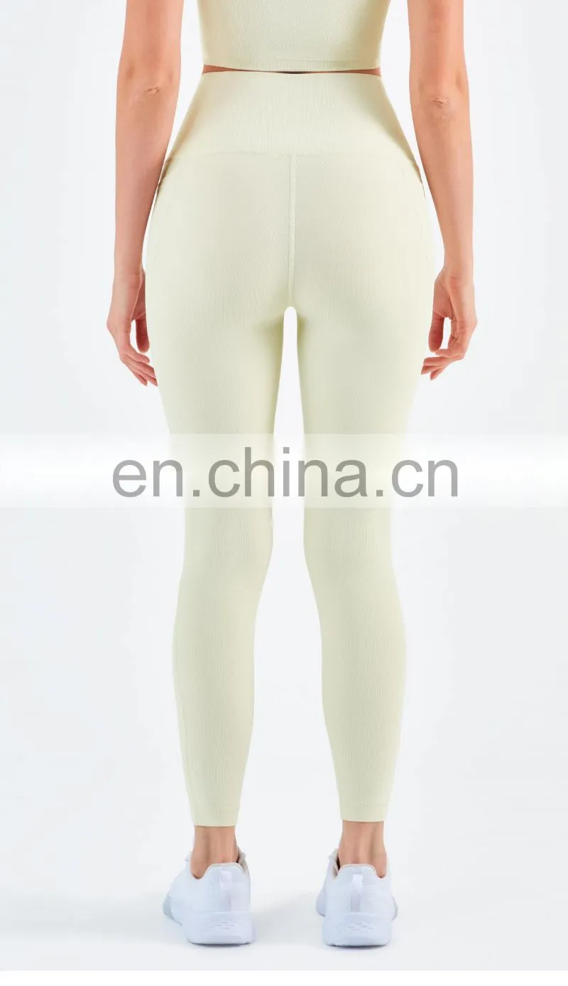 Ribbed High Waisted Leggings Without T Line Gym Outfit Scrunch Butt Yoga Pants Women