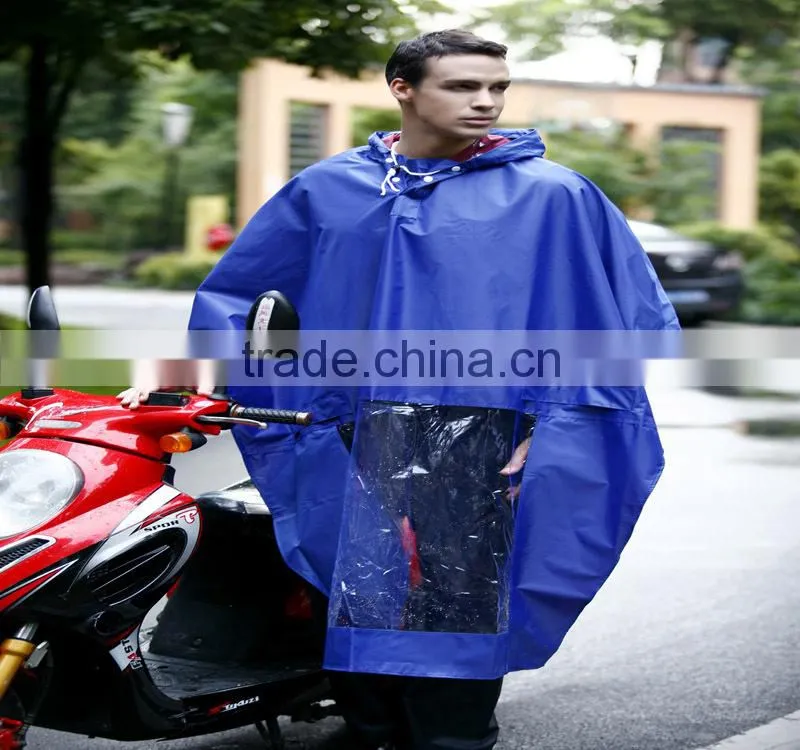 Eco-friendly oxford fabric long pvc raincoat for motorcycle riders