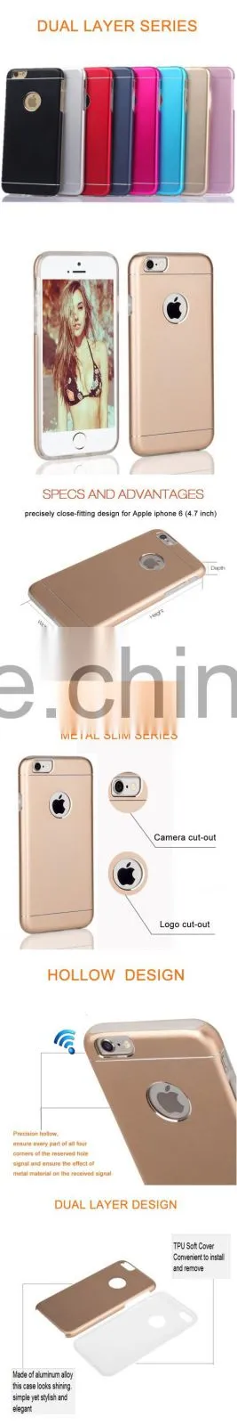 Phone case manufacturer aluminum luxury mobile phone shell for iphone 6