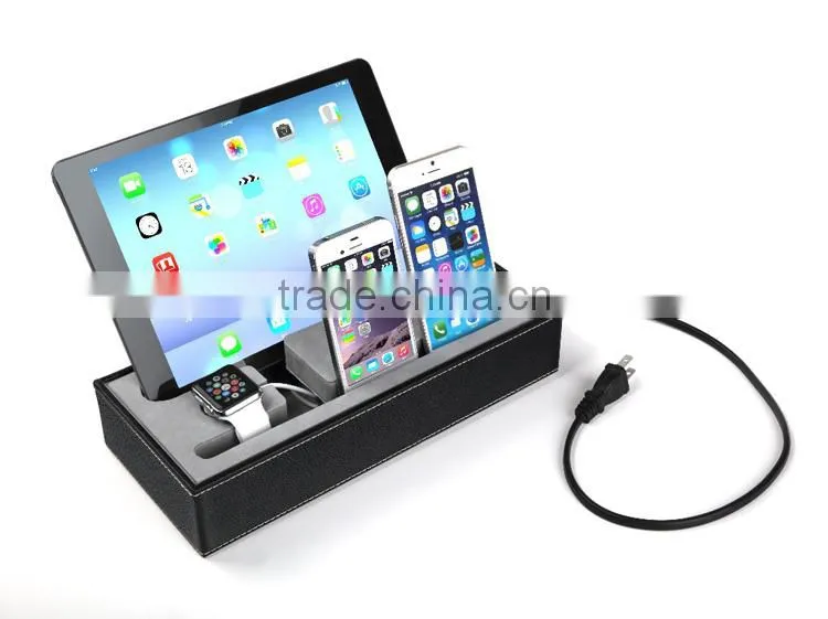 New coming creative Multi-function leather charge stand for apple watch
