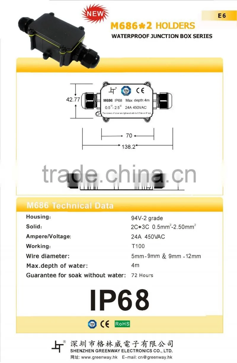 China offer tuv 2 hole outdoor waterproof junction box ip68