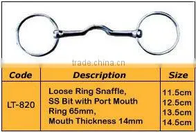Horse Bit - Loose Ring Snaffle, SS Bit with Port Mouth