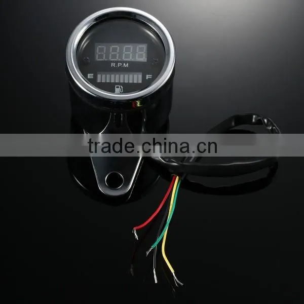 12V Motorcycle Digital 2 in 1 Tachometer RPM Shift Meter Fuel Gauge Meter with Digital LED Indicator