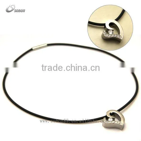 SOBON heart pendant fashion necklace in health energy germanium anion titanium