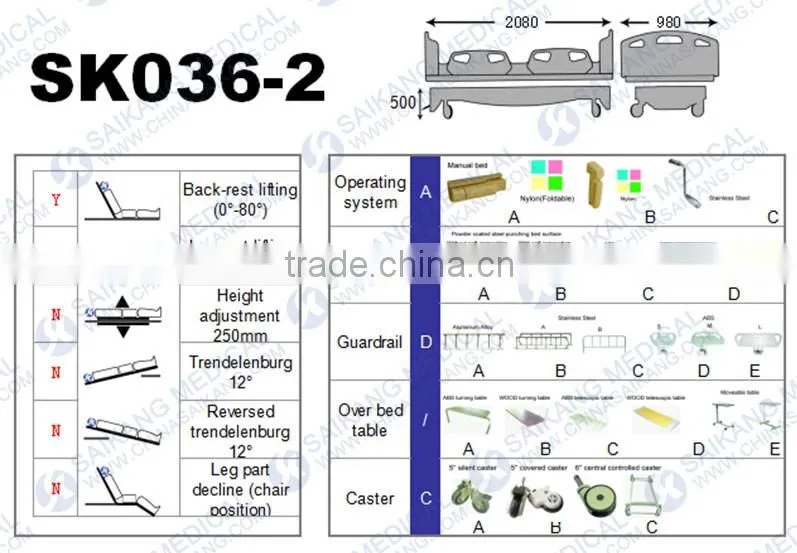 FDA Certification Durable Movable Three Functions Therapy Bed