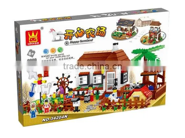 educational toy Happy Farm Series ABS Block Toy For Kids