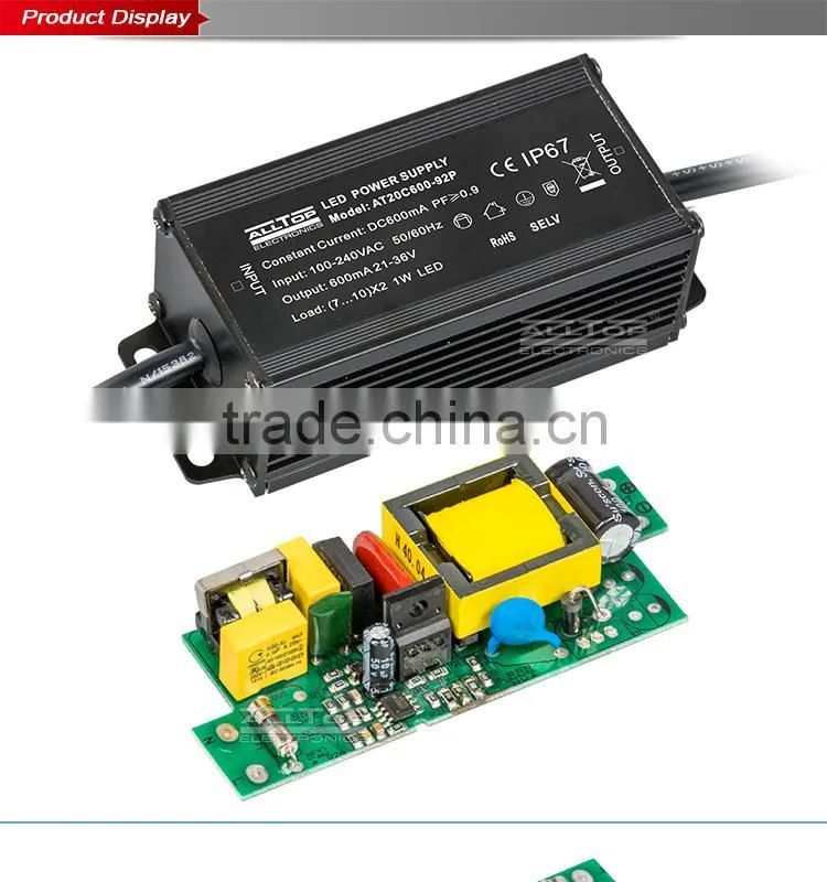 IP67 waterproof 20w 600ma constant current led power supply