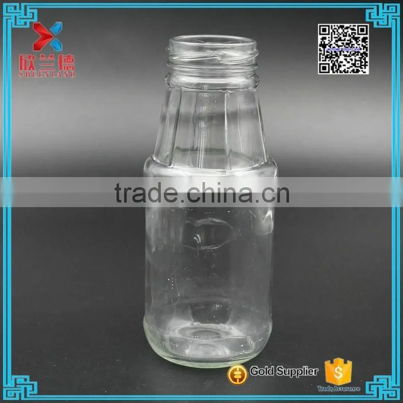 glass milk beverage drinking bottle with screw top lid 350ml