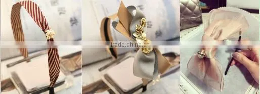 Fancy Chiffon Satin Ribbon Rhinestone Hair Clip Girls