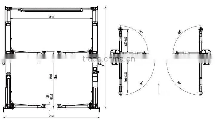 Gantry two post car lift, hydraulic baseless car lift