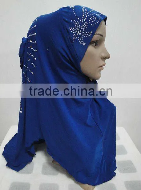 H118 latest rhinestone hijab with flower on back