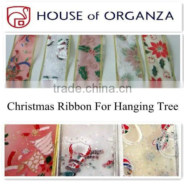 Christmas Organza Wired Ribbon for gift decoration