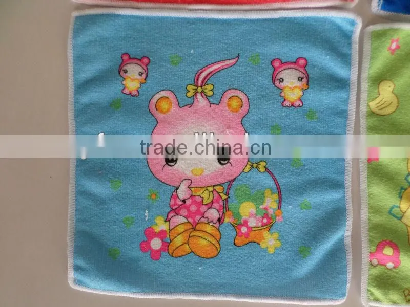 100% polyester microfiber warp knitting knitted thermal transfer printed square wash cloth with cartoon design