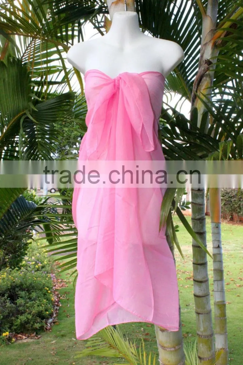 Sheer pareo solid color sarong chiffon material 100*180cm pareo sarong