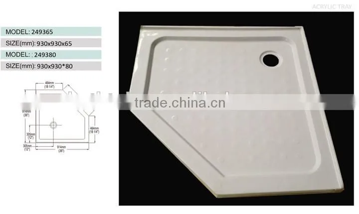 cUPC acrylic cheap shower tray,left and right center drain shower base,tray