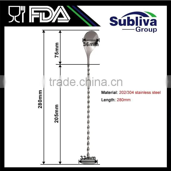 Manufacturer 280mm Stainless Steel 304 Disc Tail Bar Spoon