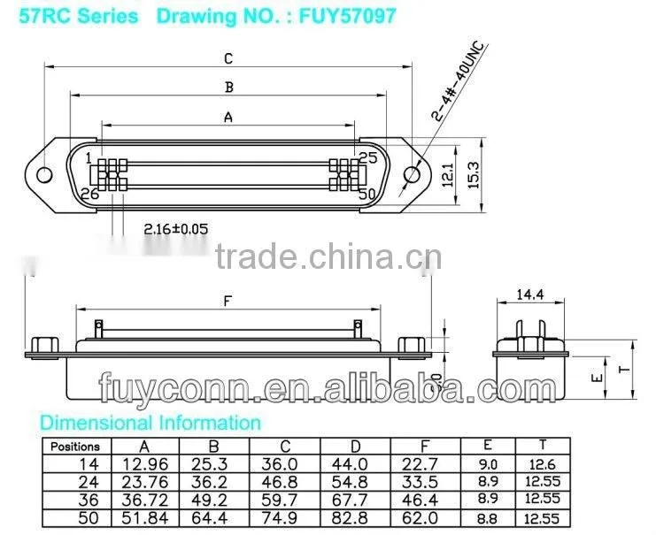 Centronics Male Plug Champ Solder pin PBT Hard Connection Connector with Hex Head Nuts