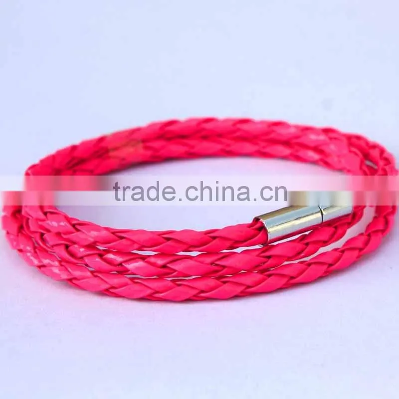 NEW Fashion Handmade Leather Wrap Wristband Cuff Punk Magnetic Buckle Bracelet