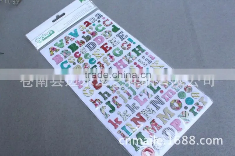 New design alphabet letter paper sticker,removable sticker paper,pvc sticker paper