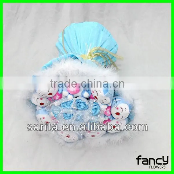 sweet love doll bouquet 9 pcs Ali 11 pcs blue rose artificial flowers creative gifts Valentines Present