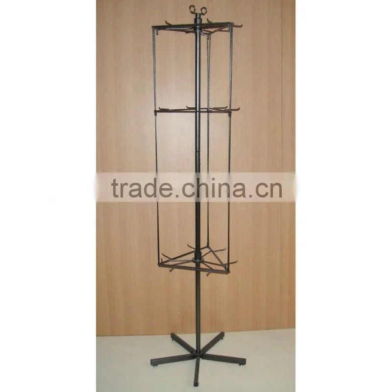 3 sides revolving floor pegs display fixture with competitive price