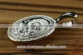Silver 925 Oval Pendant Icon of St. Mary. Russian Style. Burnished Silver