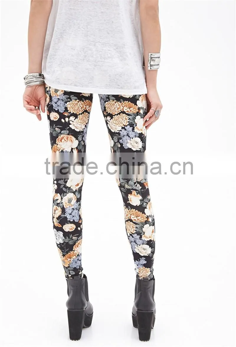 New Women Floral Print Leggings Stretchy Sexy Jeggings Pencil Pants Plus Size