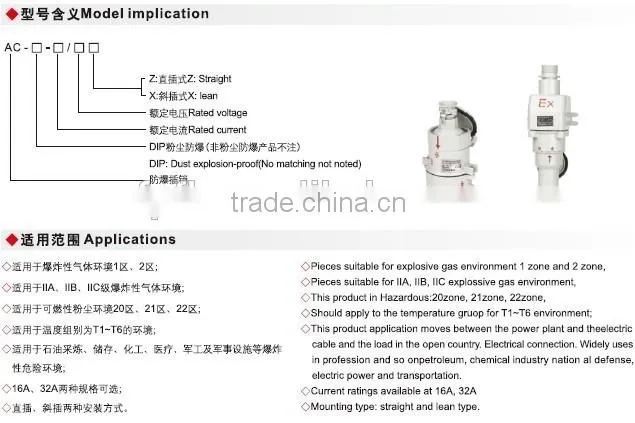 AC-32A explosion proof plug and socket