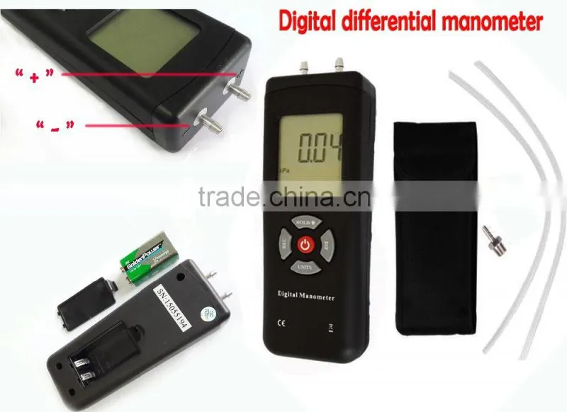 2015 newly large LCD air digital pressure manometer 2Psi/13.79kPa with lowest price TL-100