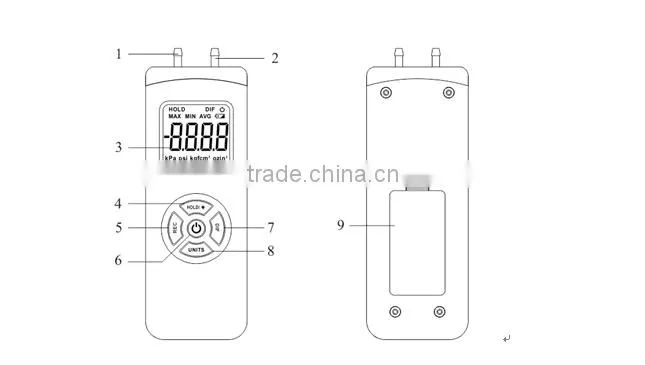 TL-101 Best selling large LCD digital Differential manometer 5Psi pressure meter wholesale lowest price