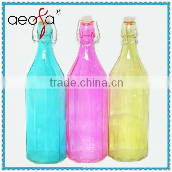 HOT SELLING! Colorful Glass Bottle with Cork Glass Beverage Bottle