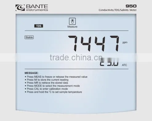 Bante950 Precision Conductivity Meter | Benchtop Conductivity/TDS/Salinity/Resistivity Meter