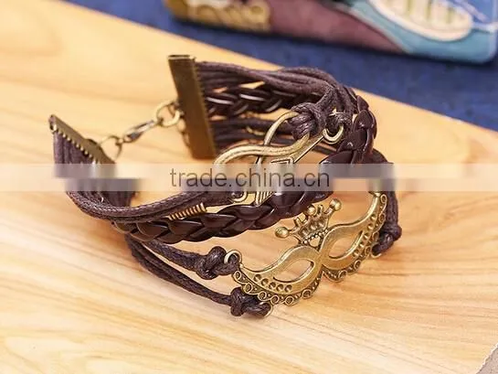 Alloy Deathly Hallows Snitch Owl Black Synthetic Leather Bracelet