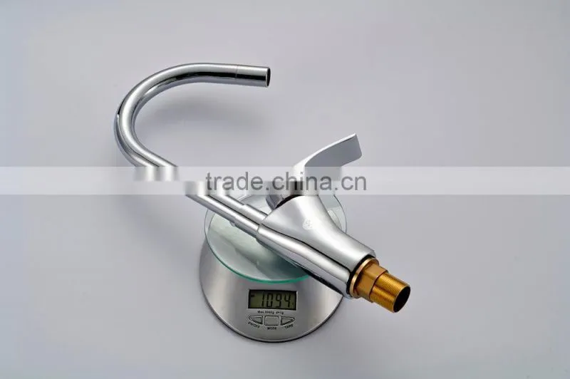 Hot and cold water chrome sink faucet