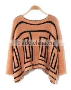 round collar loose printed wholesale crewneck sweaters