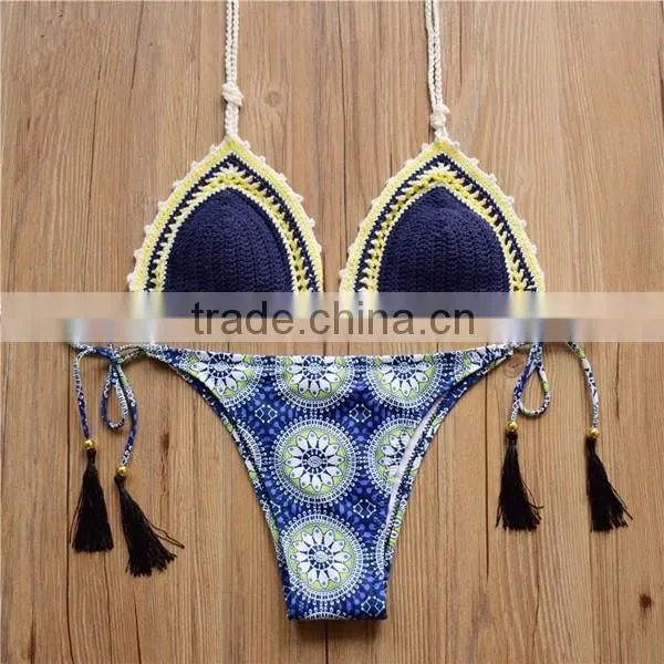 wholesales of crochet sex swimsuit , lady's crochet triangle bikini